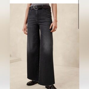 High Rise Wide Leg Raw Hem Jean